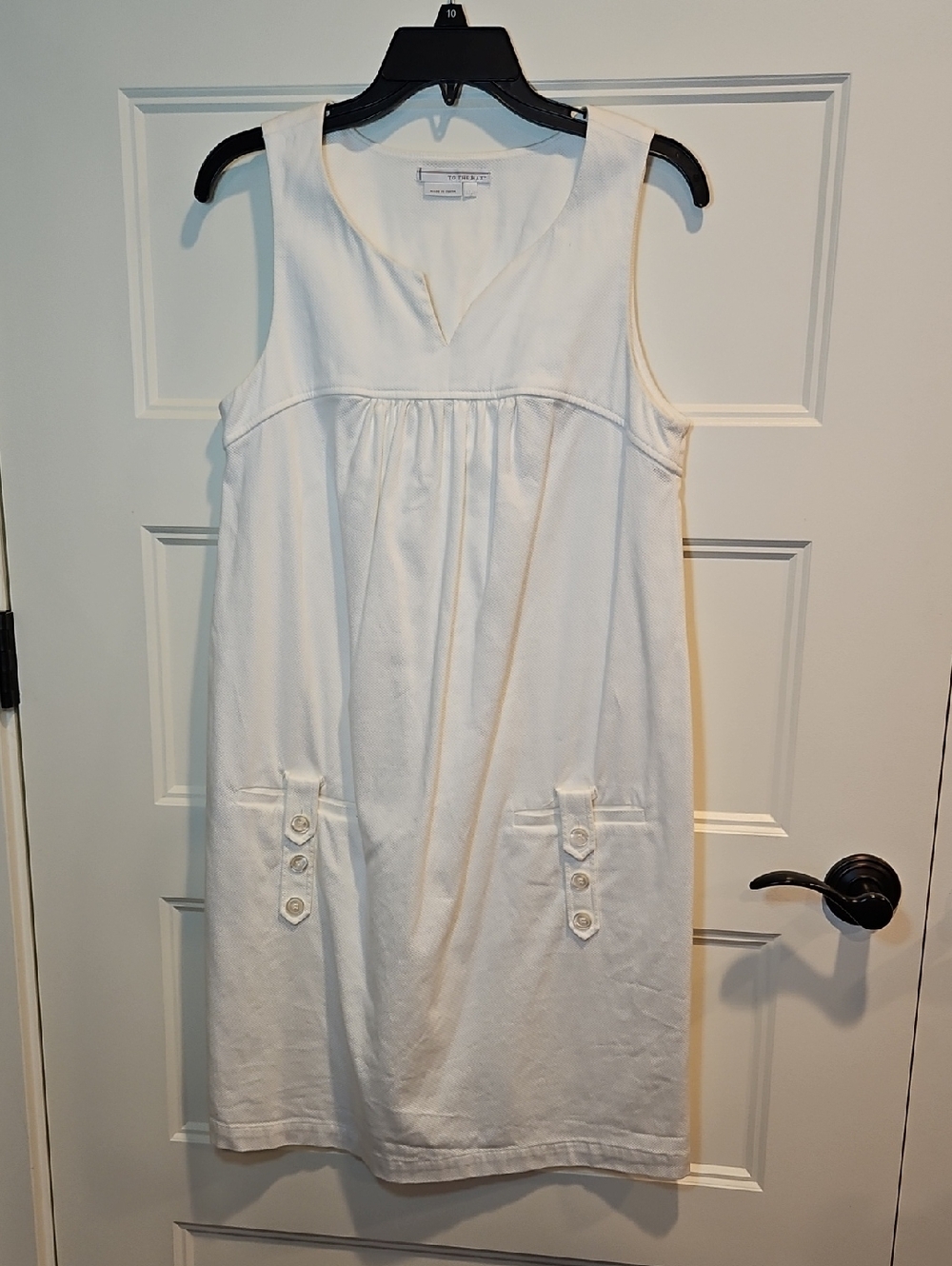 White Cotton Pique Shift SunDress - Classic Clean Look